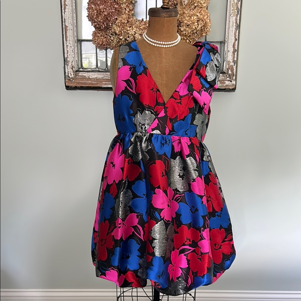 Kate Spade Pink and Blue Plunge Neck Sundress